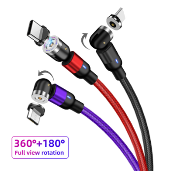 Wholesale On stock 3 in 1 magnetic charging cable 540 micro lighting mobile phones type c usb fast charging magnetic usb cable