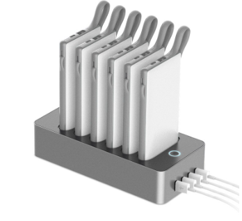 Hot sale shared powerbank set built in cable 6 ports charging station power bank for restaurants mobile charger